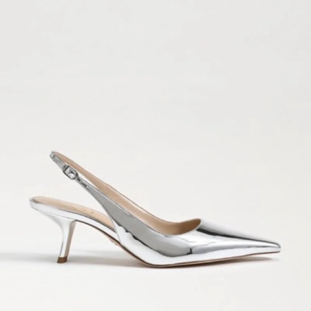 NIB Sam Edelman Bianka Slingback in Silver Sz 9.5 - Picture 2 of 6